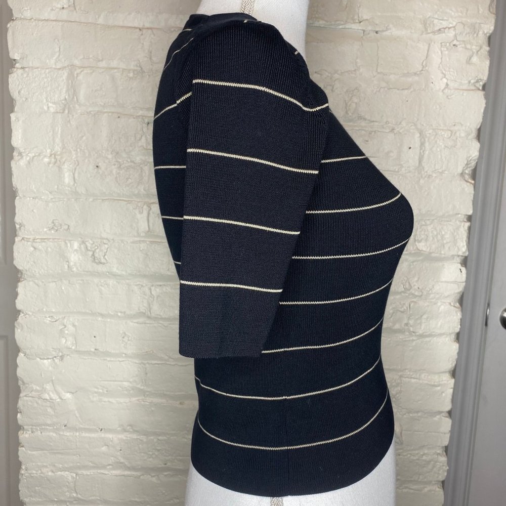 Ann Taylor LOFT Black with White Stripes blouse - Picture 2 of 4